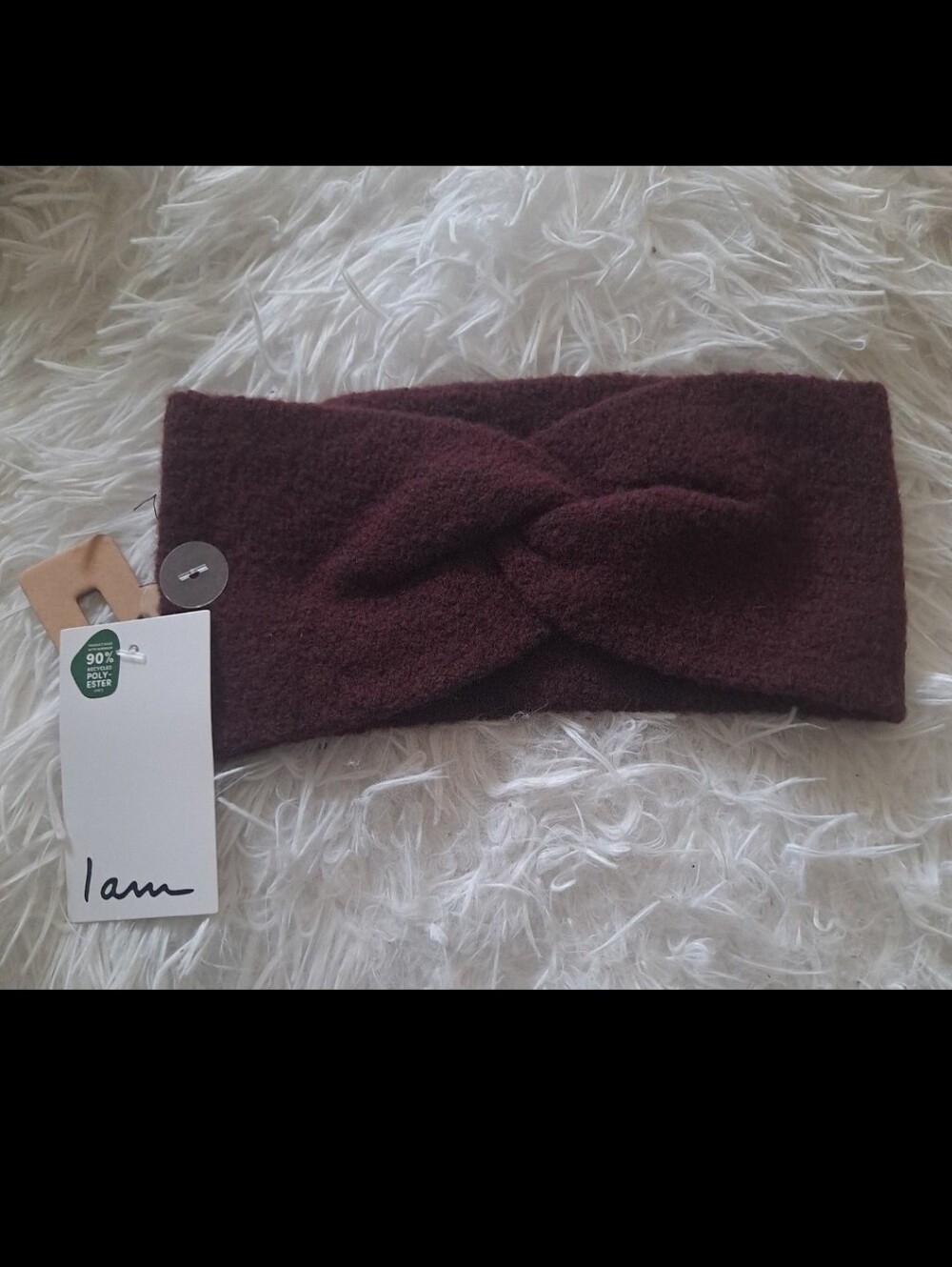 I AM Burgundy Twisted Knit Headband Ear Warmer